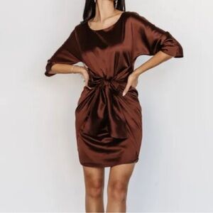 Baltic Born Chocolate Brown Satin Dress